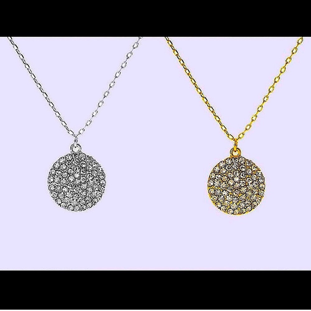 🆕🌿 GOLD CZ Dipped Dainty Disk Necklace